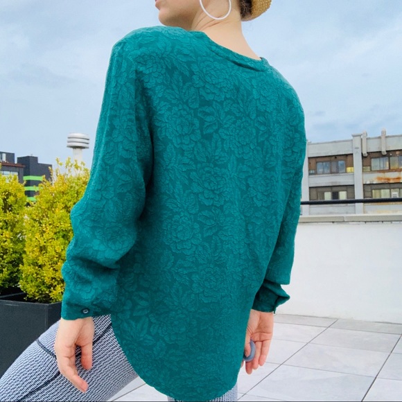 Zara Silk Lux Victorian Bohemian Convex Textured Elevated 3D Flower Top Blouse - Picture 7 of 16